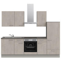 KÜCHENBLOCK 270 cm   in Grau, Schieferfarben  - Schieferfarben/Edelstahlfarben, MODERN, Holzwerkstoff/Metall (270cm) - Nobilia