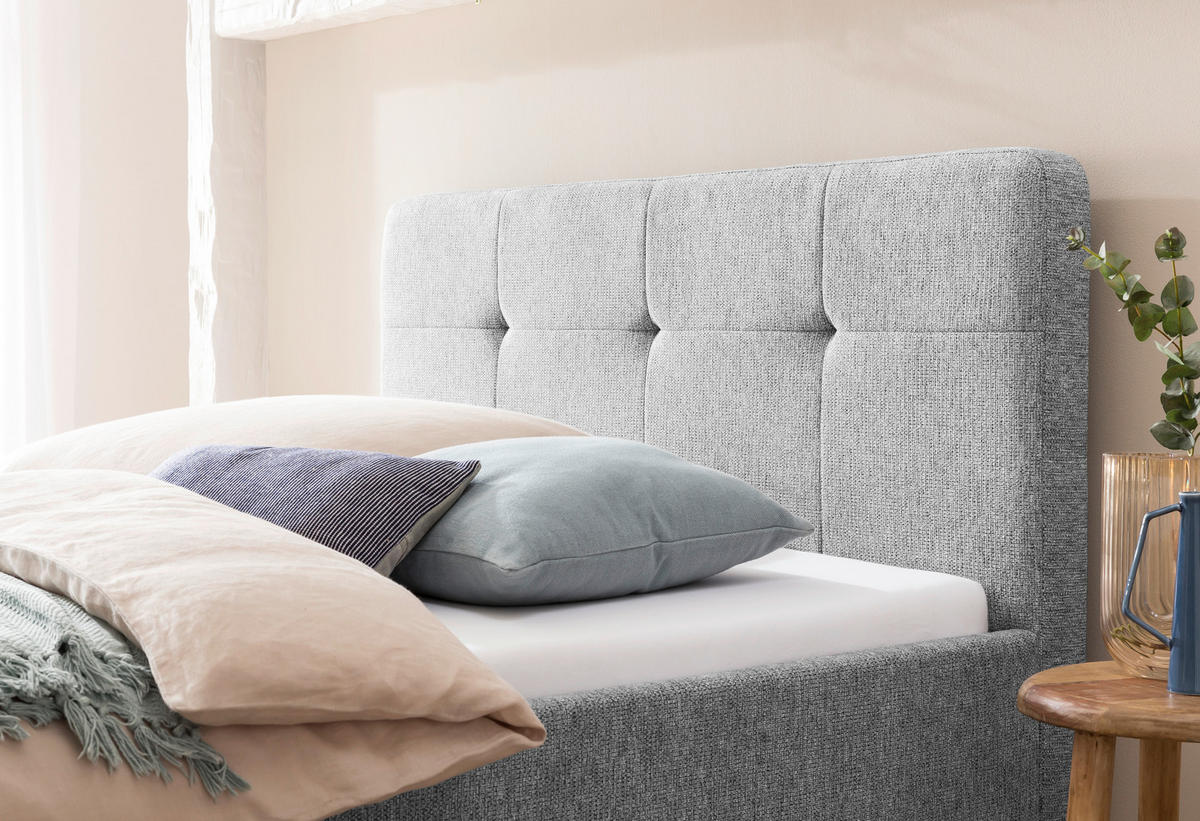 POLSTERBETT 140/200 cm  in Grau  - Eichefarben/Grau, Basics, Holz/Textil (140/200cm) - Xora