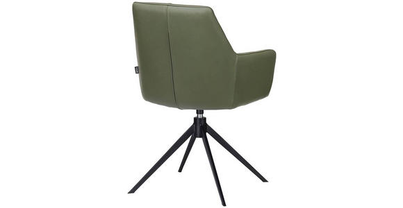 ARMLEHNSTUHL in Eisen Echtleder pigmentiert - Schwarz/Grün, KONVENTIONELL, Leder/Metall (59,5/87,5/63cm) - Novel