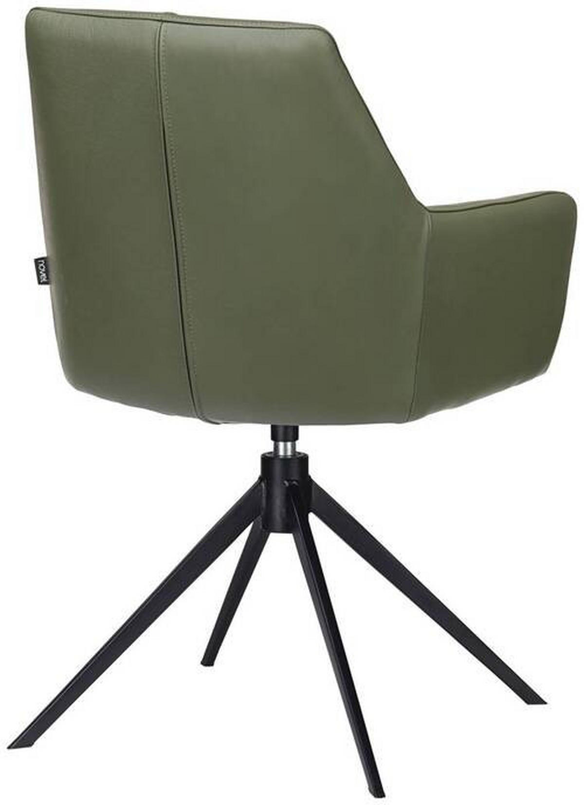 ARMLEHNSTUHL  in Eisen Echtleder pigmentiert  - Schwarz/Grün, KONVENTIONELL, Leder/Metall (59,5/87,5/63cm) - Novel