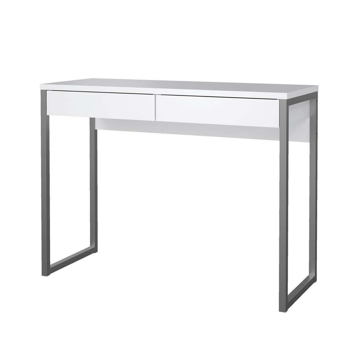 SCHREIBTISCH 101,6/40,0/76,5 cm  in Weiß Hochglanz  - Weiß Hochglanz/Grau, MODERN, Holzwerkstoff/Metall (101,6/40,0/76,5cm) - MID.YOU