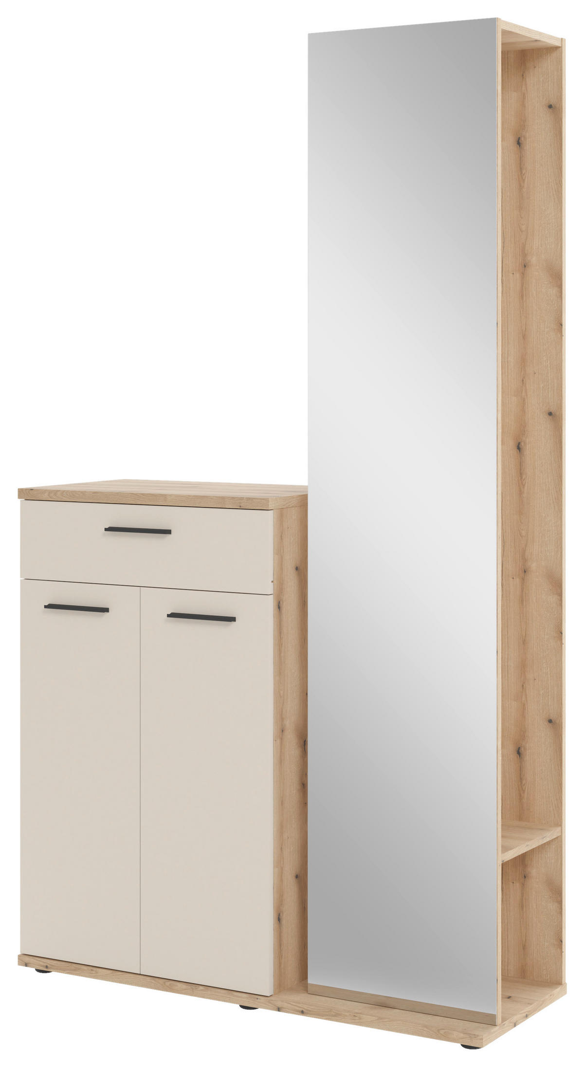 GARDEROBE  in 105/188/38 cm  - Eichefarben/Creme, Basics, Glas/Holzwerkstoff (105/188/38cm) - Xora