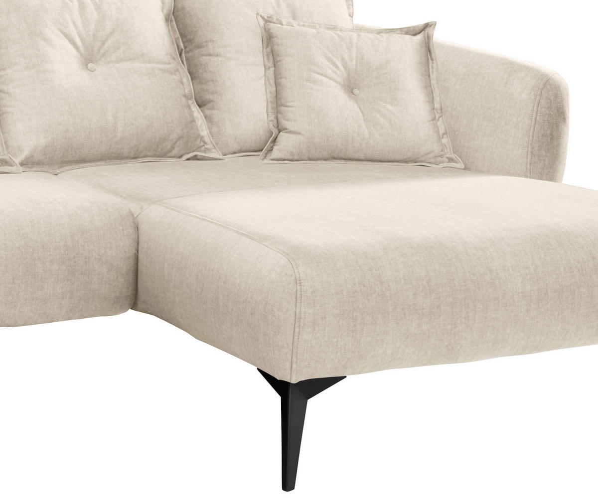 ECKSOFA in Velours Beige  277/162 cm  - Beige/Schwarz, MODERN, Textil/Metall (277/162cm) - Livetastic