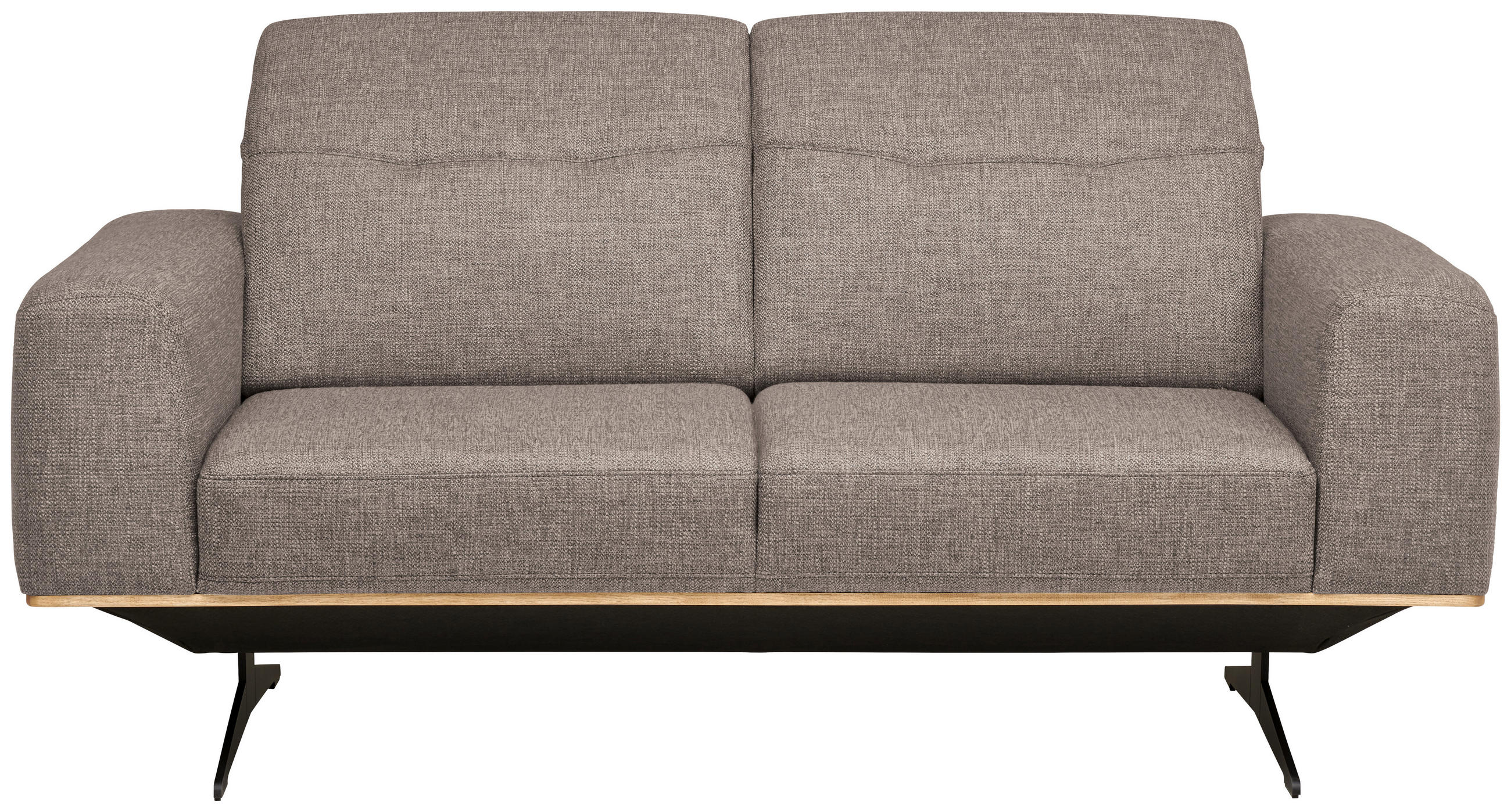 2-SITZER-SOFA in Struktur Cappuccino  - Schwarz/Cappuccino, Design, Textil/Metall (174/76-97/102cm) - Novel