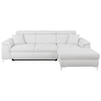 ECKSOFA Naturfarben Flachgewebe Zierkissen, Schlaffunktion, Rücken echt, Kopfteilverstellung  - Chromfarben/Naturfarben, KONVENTIONELL, Textil/Metall (268/175cm) - Carryhome