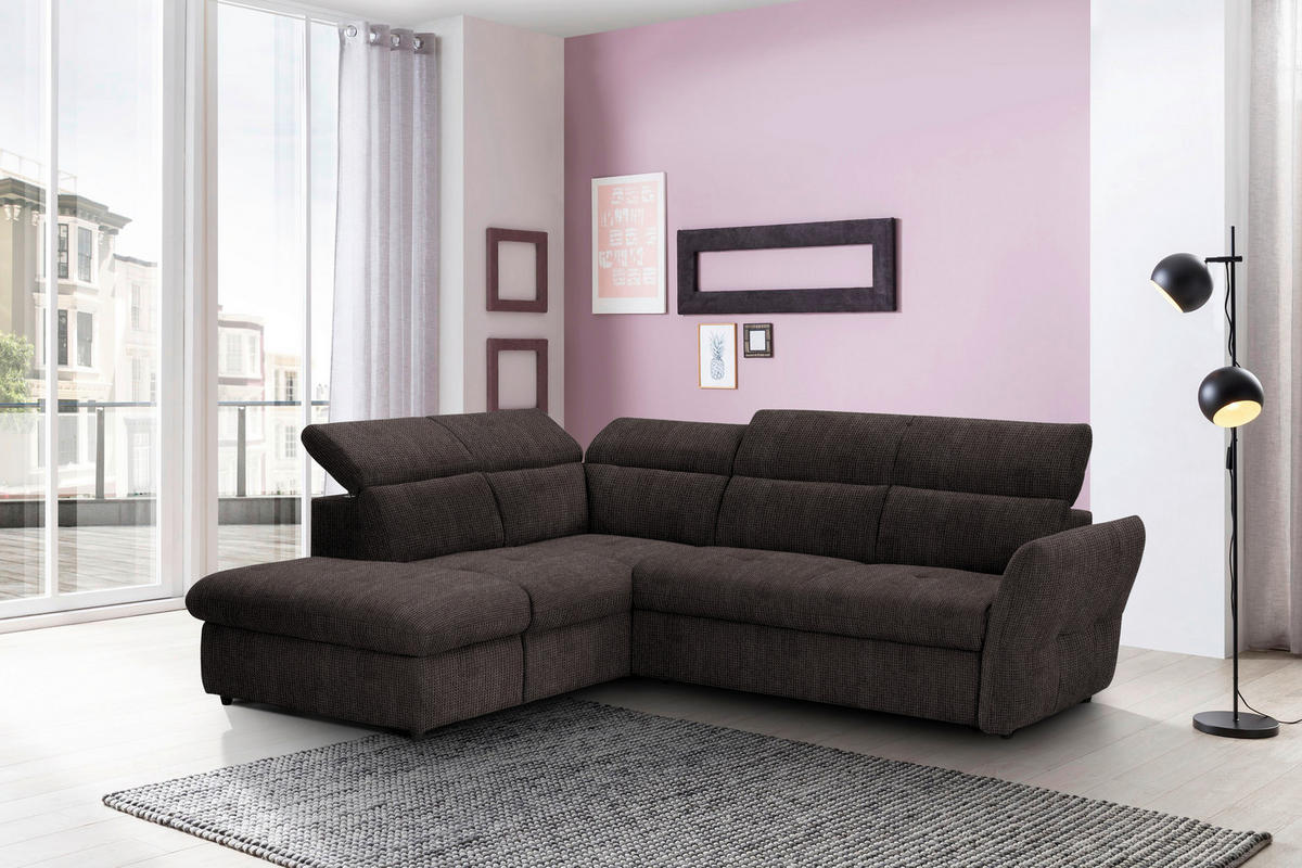 ECKSOFA in Mikrofaser Grau  - Schwarz/Grau, Design, Kunststoff/Textil (224/254cm) - Livetastic