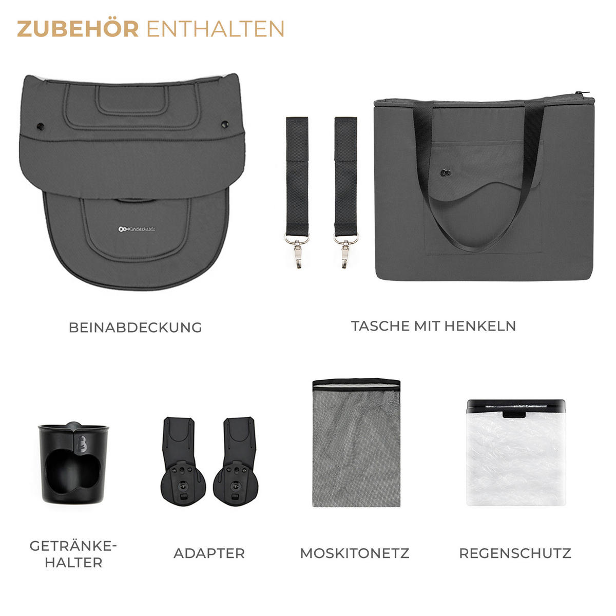 KINDERWAGEN Yoxi 3in1  - Schwarz Hochglanz/Grau, Basics, Kunststoff/Textil (107/59/97cm) - Kinderkraft