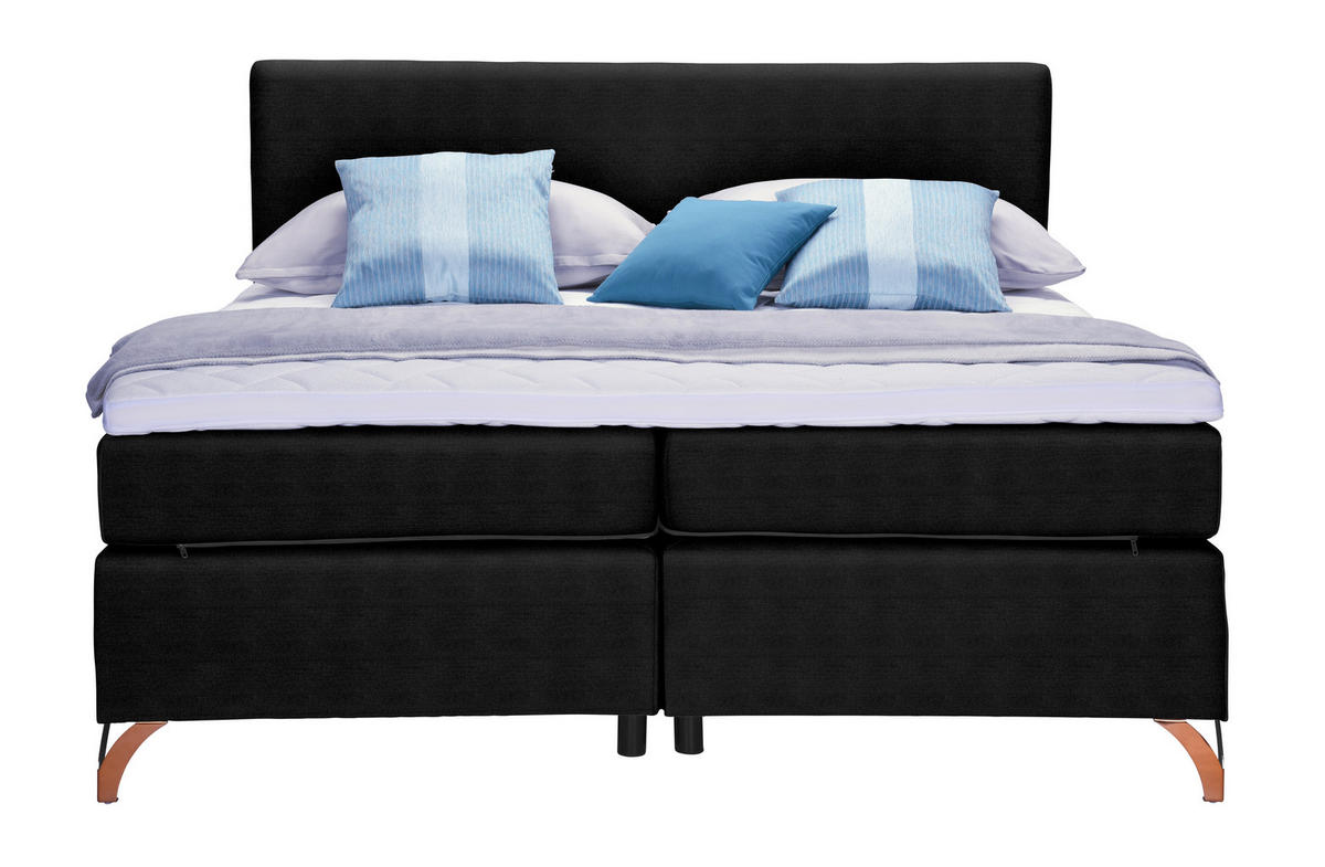 BOXSPRINGBETT 140/200 cm  in Schwarz  - Schwarz/Kupferfarben, Konventionell, Textil/Metall (140/200cm) - Esposa