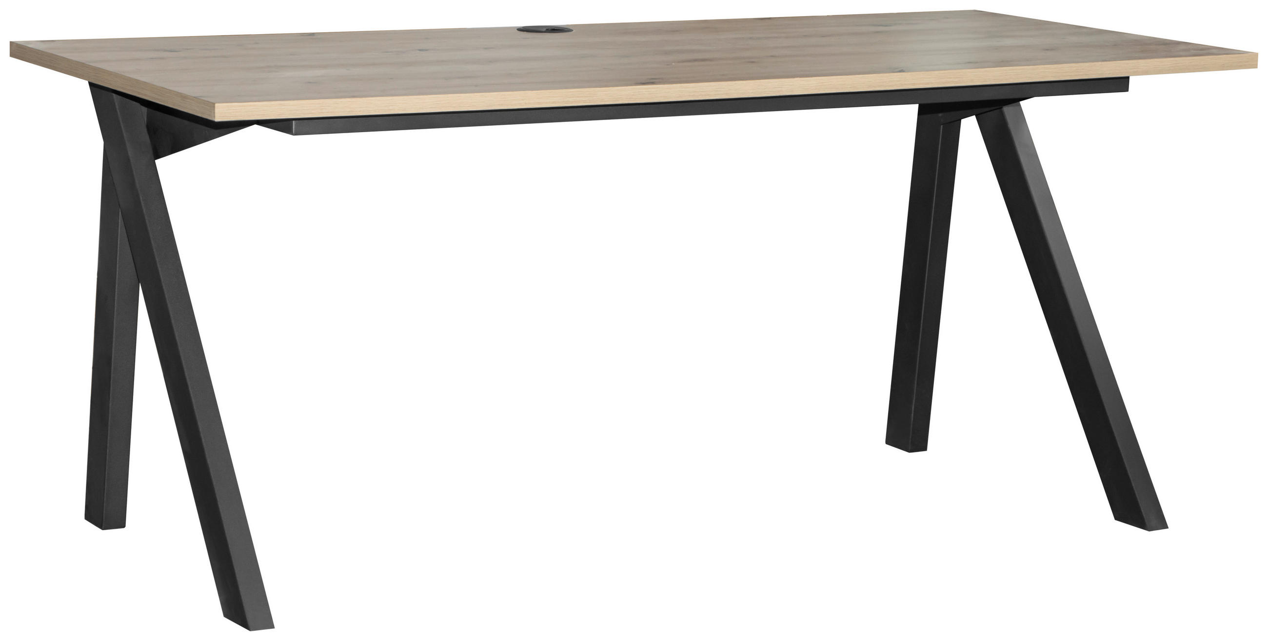 SCHREIBTISCH 180/80/75 cm  in Schwarz, Eichefarben  - Eichefarben/Schwarz, KONVENTIONELL, Holzwerkstoff/Metall (180/80/75cm) - Venda