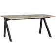 SCHREIBTISCH 180/80/75 cm  in Schwarz, Eichefarben  - Eichefarben/Schwarz, KONVENTIONELL, Holzwerkstoff/Metall (180/80/75cm) - Venda