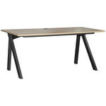 SCHREIBTISCH 180/80/75 cm  in Schwarz, Eichefarben  - Eichefarben/Schwarz, KONVENTIONELL, Holzwerkstoff/Metall (180/80/75cm) - Venda