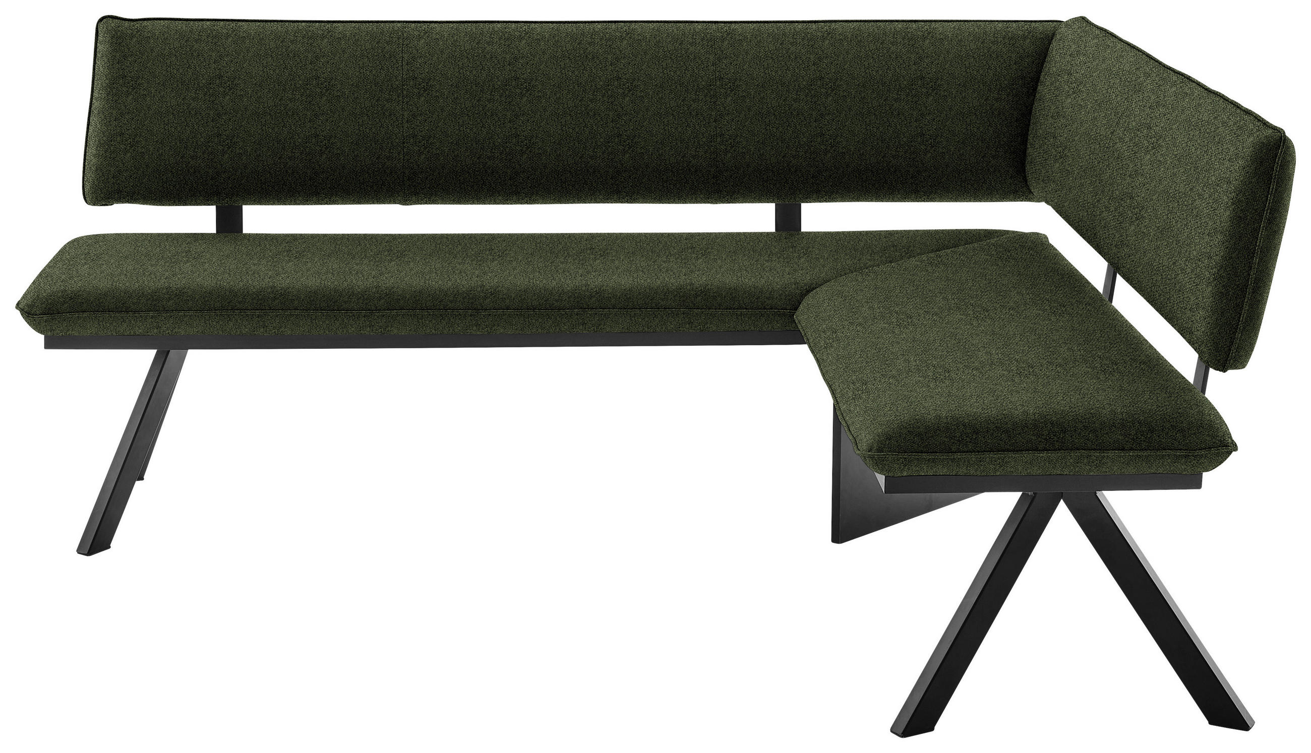 ECKBANK 190/150 cm  in Schwarz, Khaki  - Khaki/Schwarz, MODERN, Textil/Metall (190/150cm) - Cantus