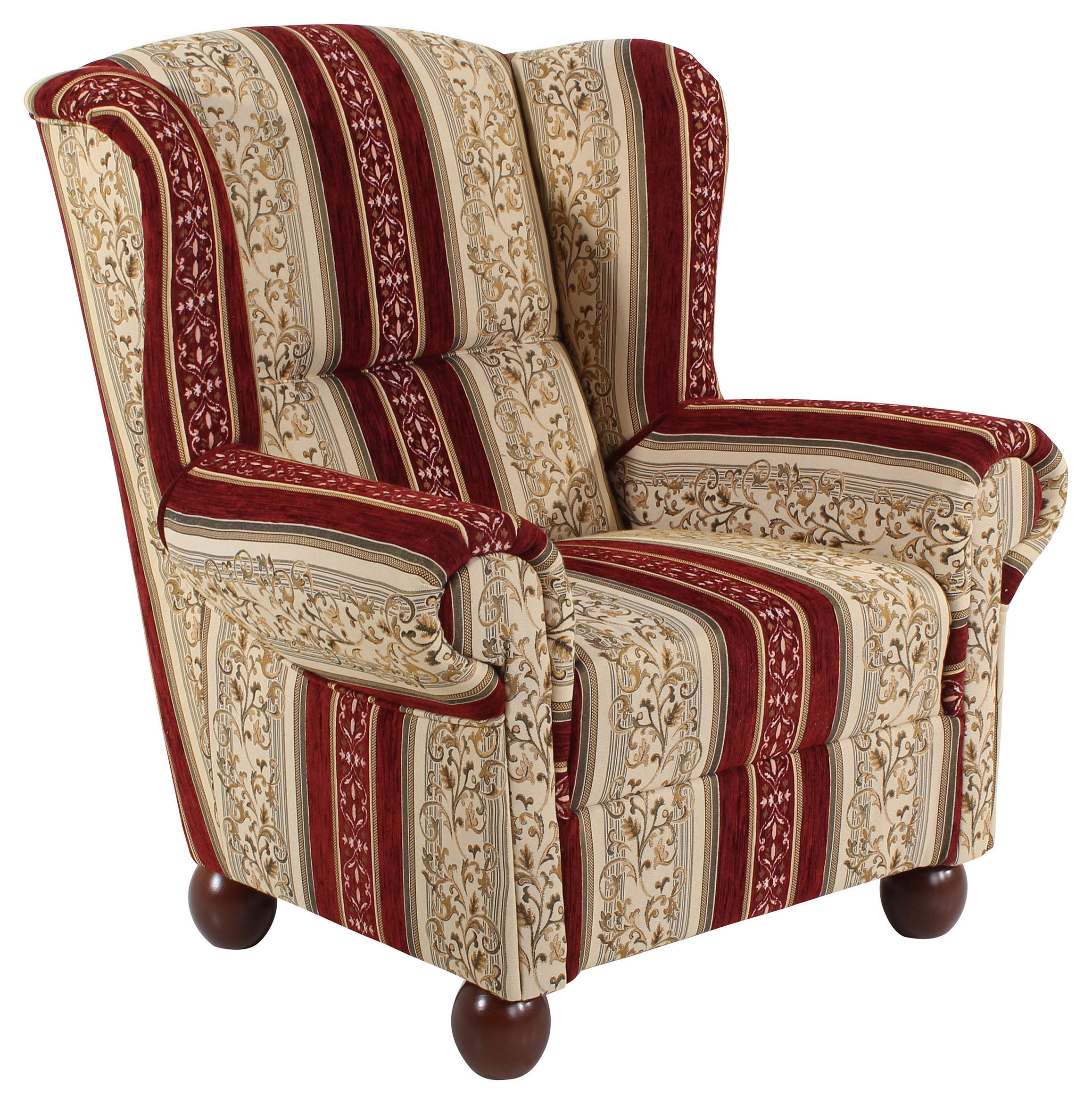 OHRENSESSEL in Chenille Rot  - Dunkelbraun/Rot, KONVENTIONELL, Holz/Textil (93/103/87cm) - Max Winzer