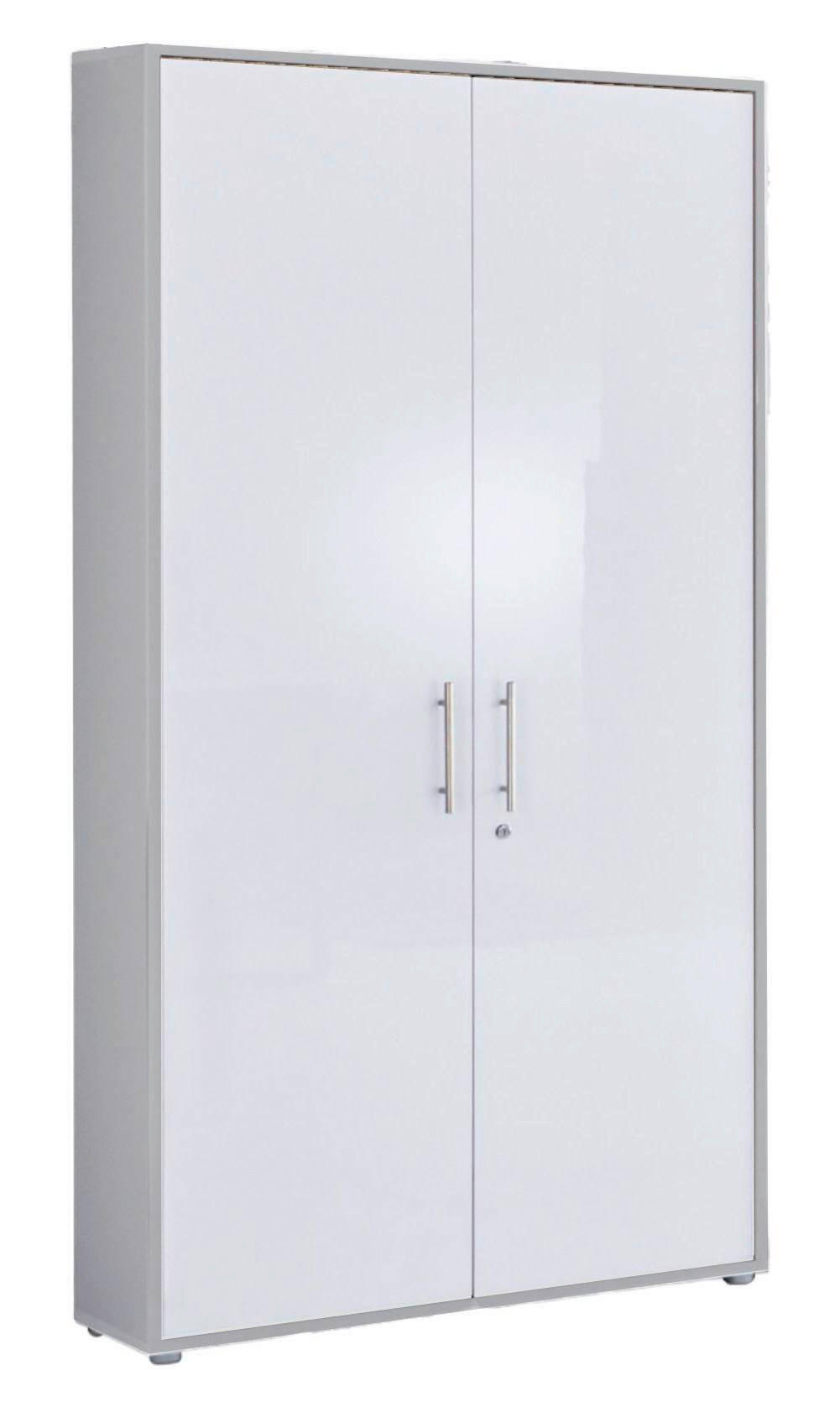 AKTENSCHRANK Grau, Weiß Hochglanz  - Weiß Hochglanz/Grau, MODERN, Holzwerkstoff (84,4/185,6/33cm) - MID.YOU