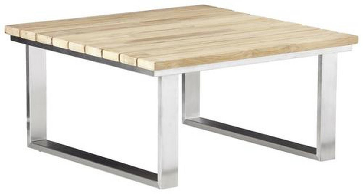 LOUNGETISCH 76/76/38,5 cm Holz, Metall  - Edelstahlfarben/Teakfarben, Design, Holz/Metall (76/76/38,5cm) - Zebra 