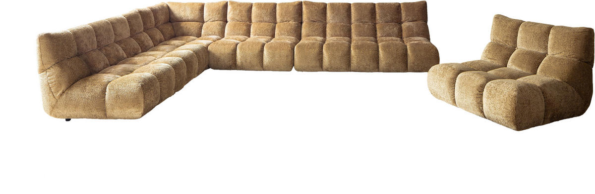 ECKSOFA Goldfarben Chenille  - Goldfarben/Schwarz, MODERN, Kunststoff/Textil (288/395cm) - Pure Home Lifestyle