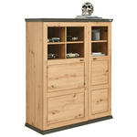HIGHBOARD  in 110/134/43 cm  - Dunkelgrau/Eichefarben, ROMANTIK / LANDHAUS, Holzwerkstoff/Metall (110/134/43cm) - Hom`in