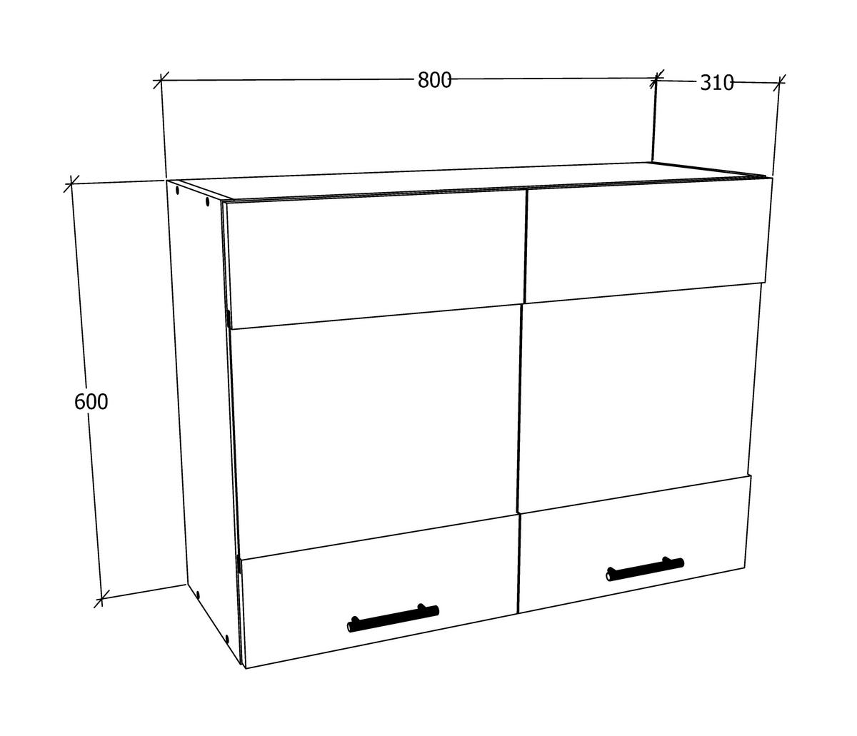 KÜCHENOBERSCHRANK 80/60/31 cm  in Weiss  - Weiss/Alufarben, Konventionell, Glas/Holzwerkstoff (80/60/31cm) - MID.YOU