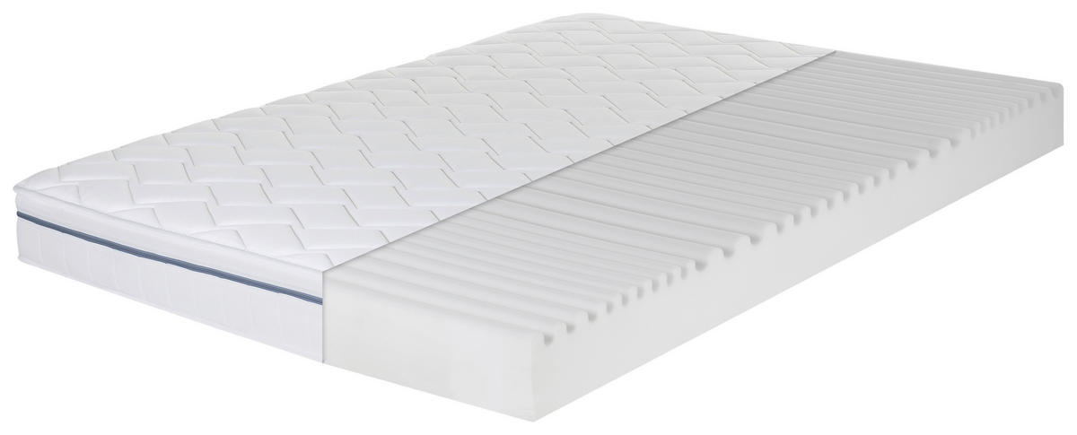 KALTSCHAUMMATRATZE 180/200 cm, Höhe ca.: 23 cm, H2 + H3 = mittel + fest, 7-Zonen - Weiß, Basics, Textil (180/200cm) - MID.YOU