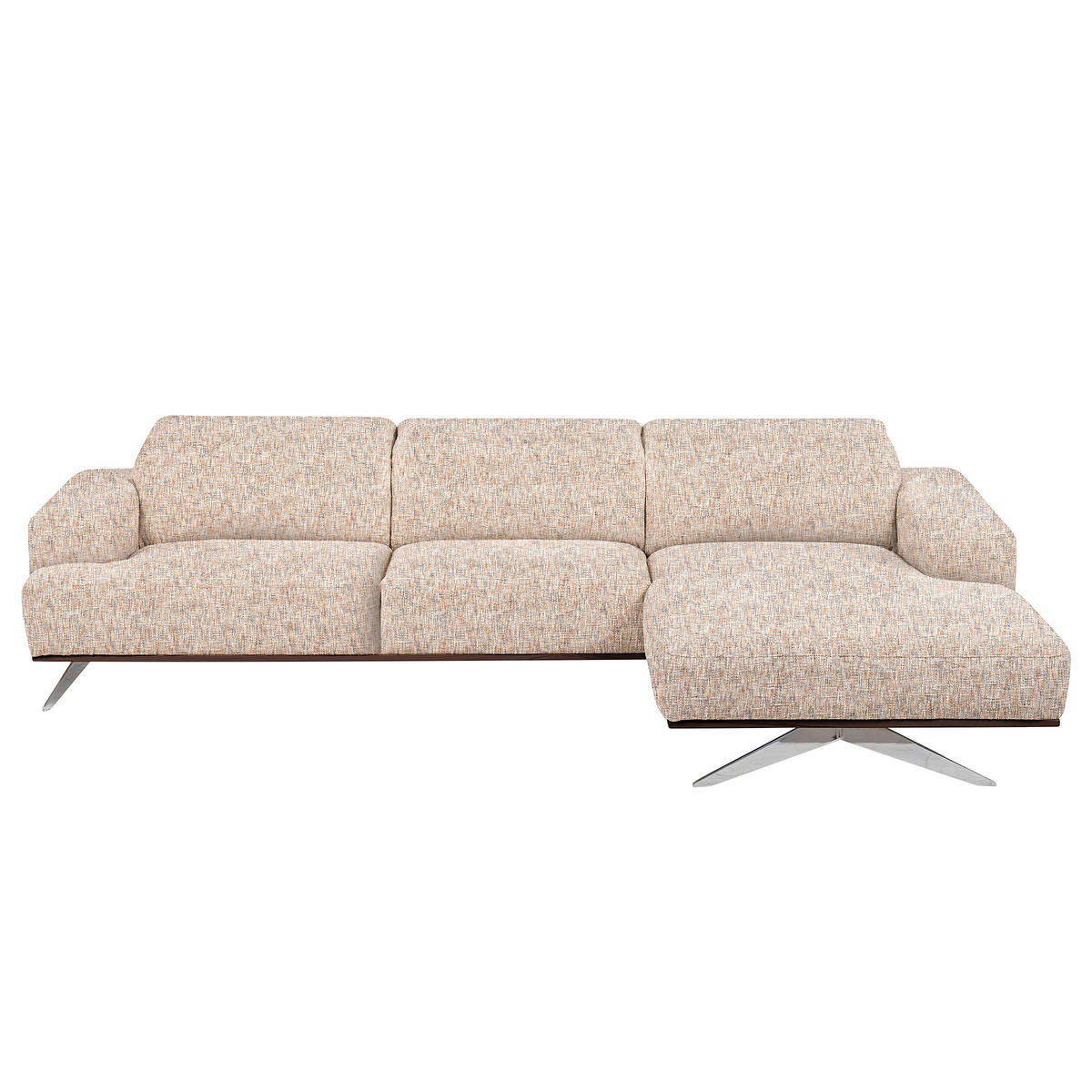 ECKSOFA PORTLAND in Struktur Blau, Gelb, Rot, Weiß Kopfteilverstellung  295/187 cm  - Chromfarben/Blau, Design, Holz/Textil (295/187cm) - Livetastic