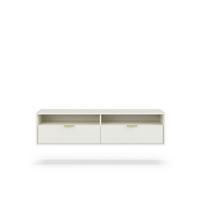 LOWBOARD  in 140/35/33 cm  - Goldfarben/Weiß, Design, Holzwerkstoff/Metall (140/35/33cm) - Livetastic