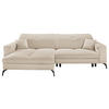ECKSOFA Creme Webstoff  - Creme/Schwarz, KONVENTIONELL, Textil/Metall (180/285cm) - SetOne by Musterring