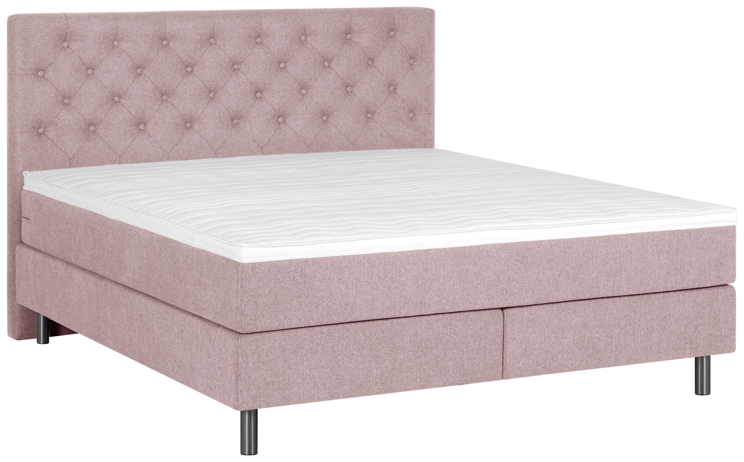 BOXSPRINGBETT 180/200 cm  in Rosa  - Silberfarben/Rosa, KONVENTIONELL, Textil/Metall (180/200cm) - Welnova