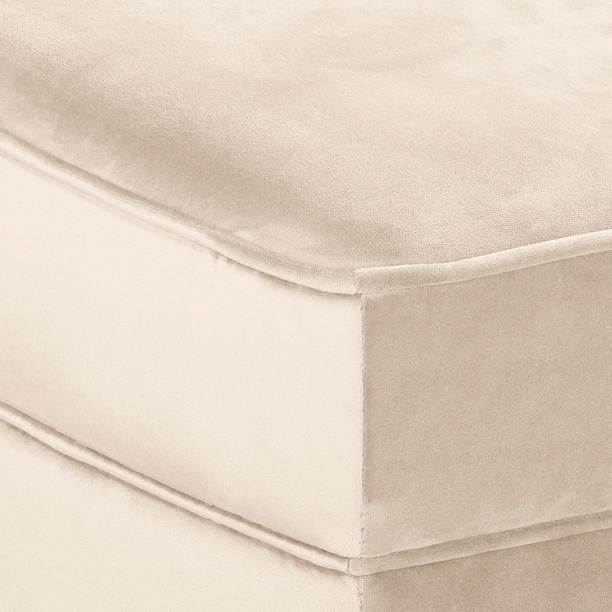 RÉCAMIERE Samt Creme  - Creme/Braun, Design, Holz/Textil (185/93/75cm) - Livetastic