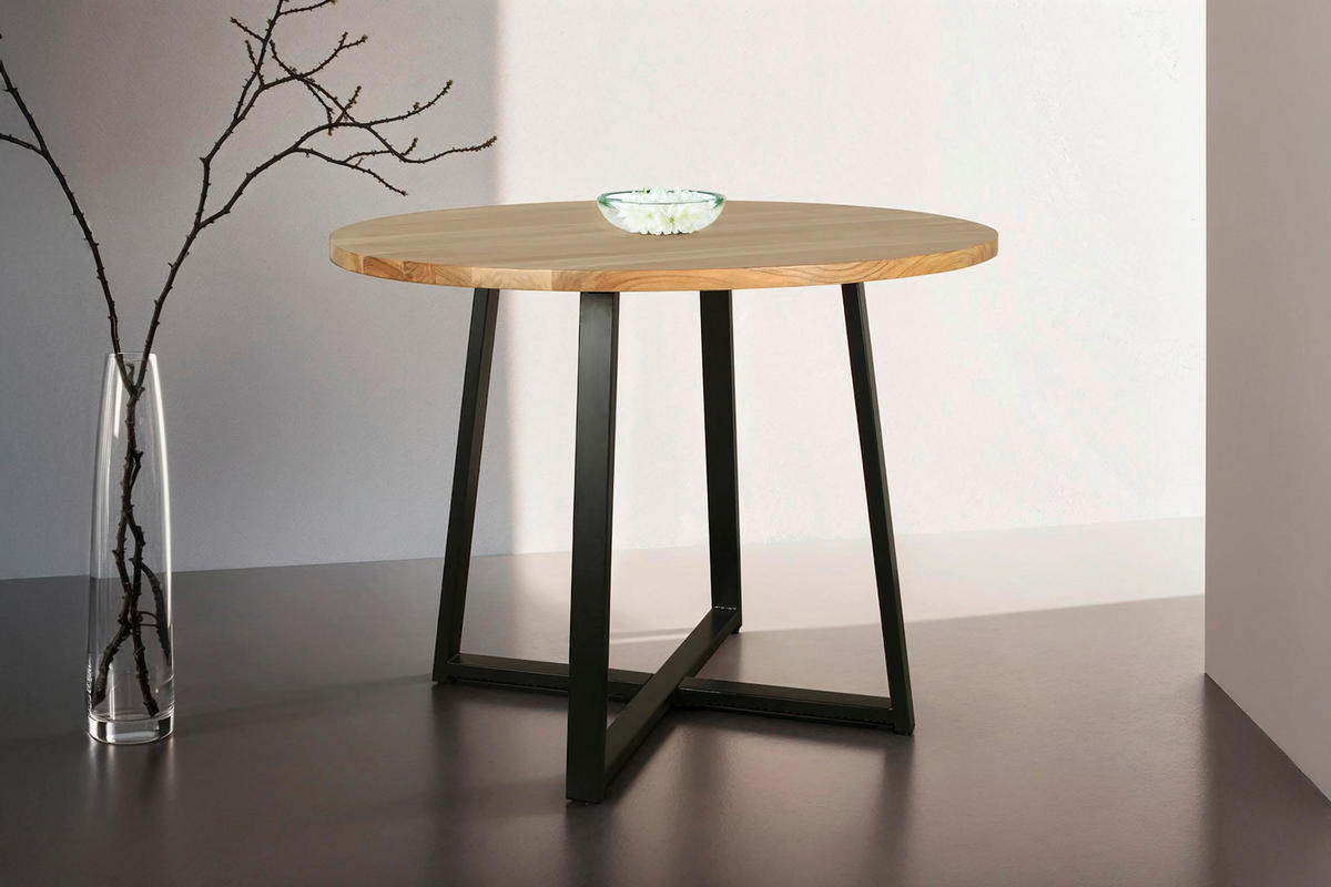 ESSTISCH in Holz, Metall 100/100/77 cm  - Schwarz/Akaziefarben, MODERN, Holz/Metall (100/100/77cm) - MID.YOU