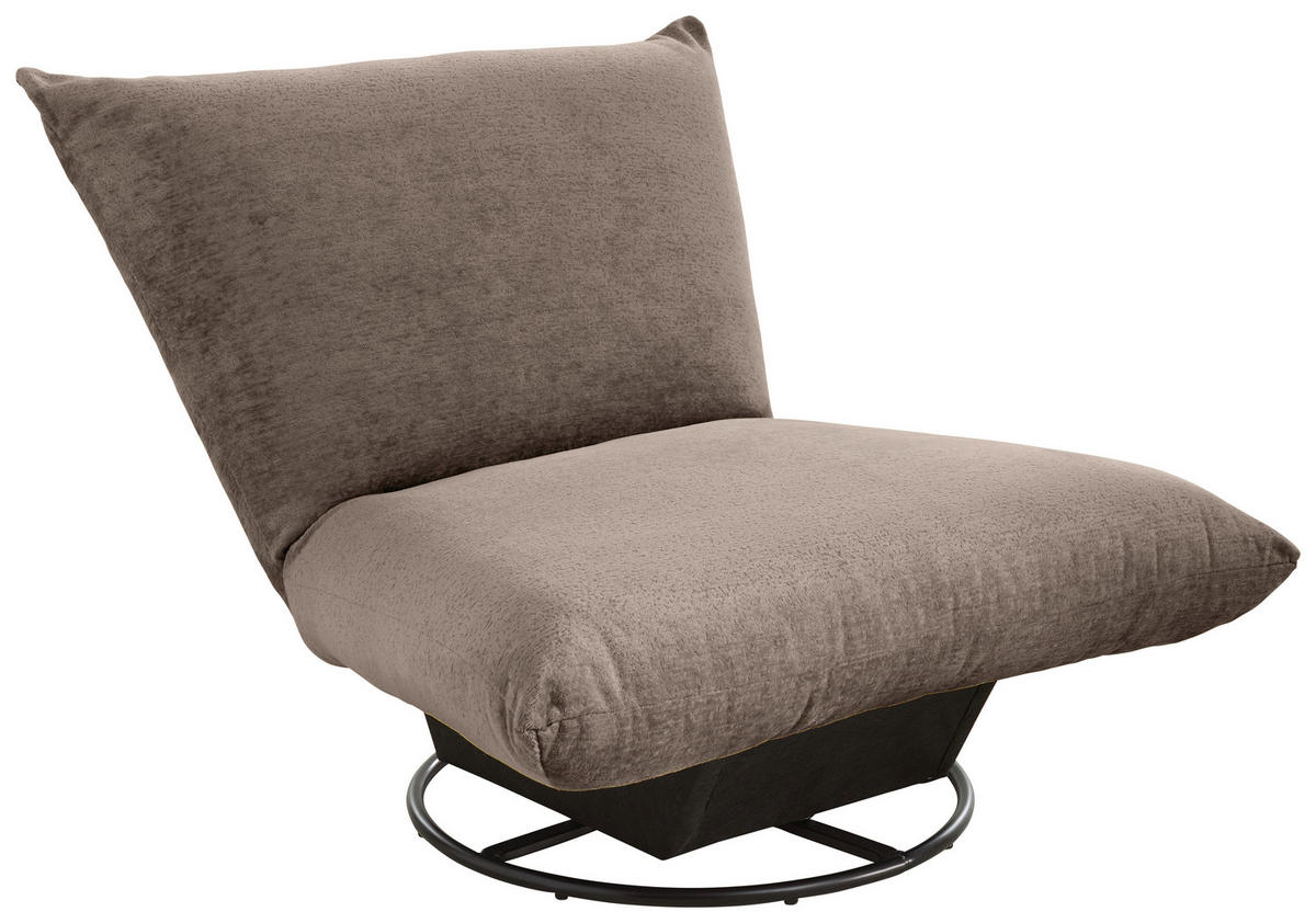 RELAXSESSEL in Textil Dunkelbraun  - Dunkelbraun/Schwarz, Design, Textil/Metall (100/78/96cm) - Livetastic