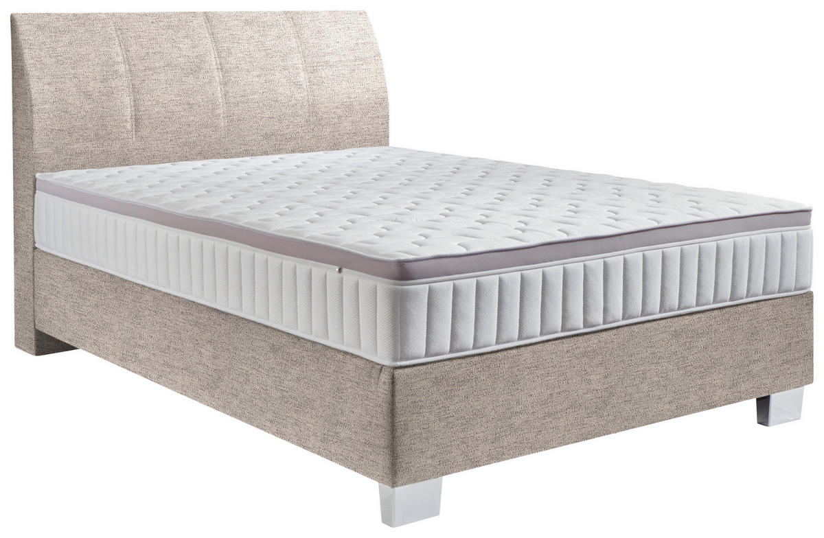 BOXSPRINGBETT 140/200 cm  in Beige  - Chromfarben/Beige, KONVENTIONELL, Kunststoff/Textil (140/200cm) - Hom`in