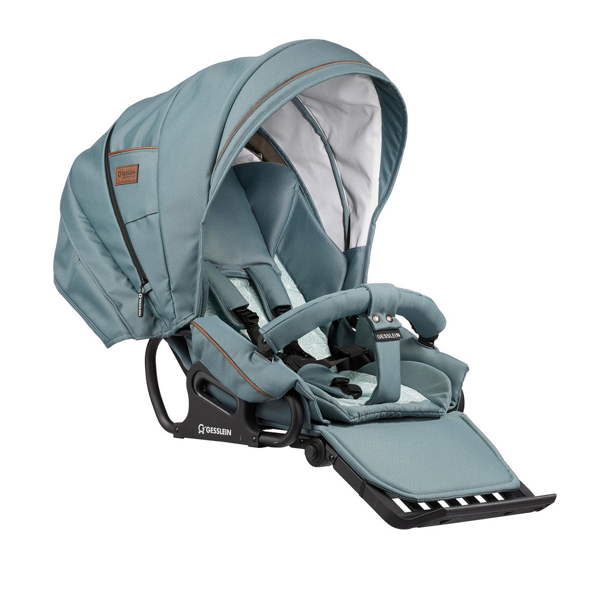 KINDERWAGENSET  F4 Air+   - Petrol/Schwarz, Basics, Textil/Metall (57/129/100cm) - Gesslein