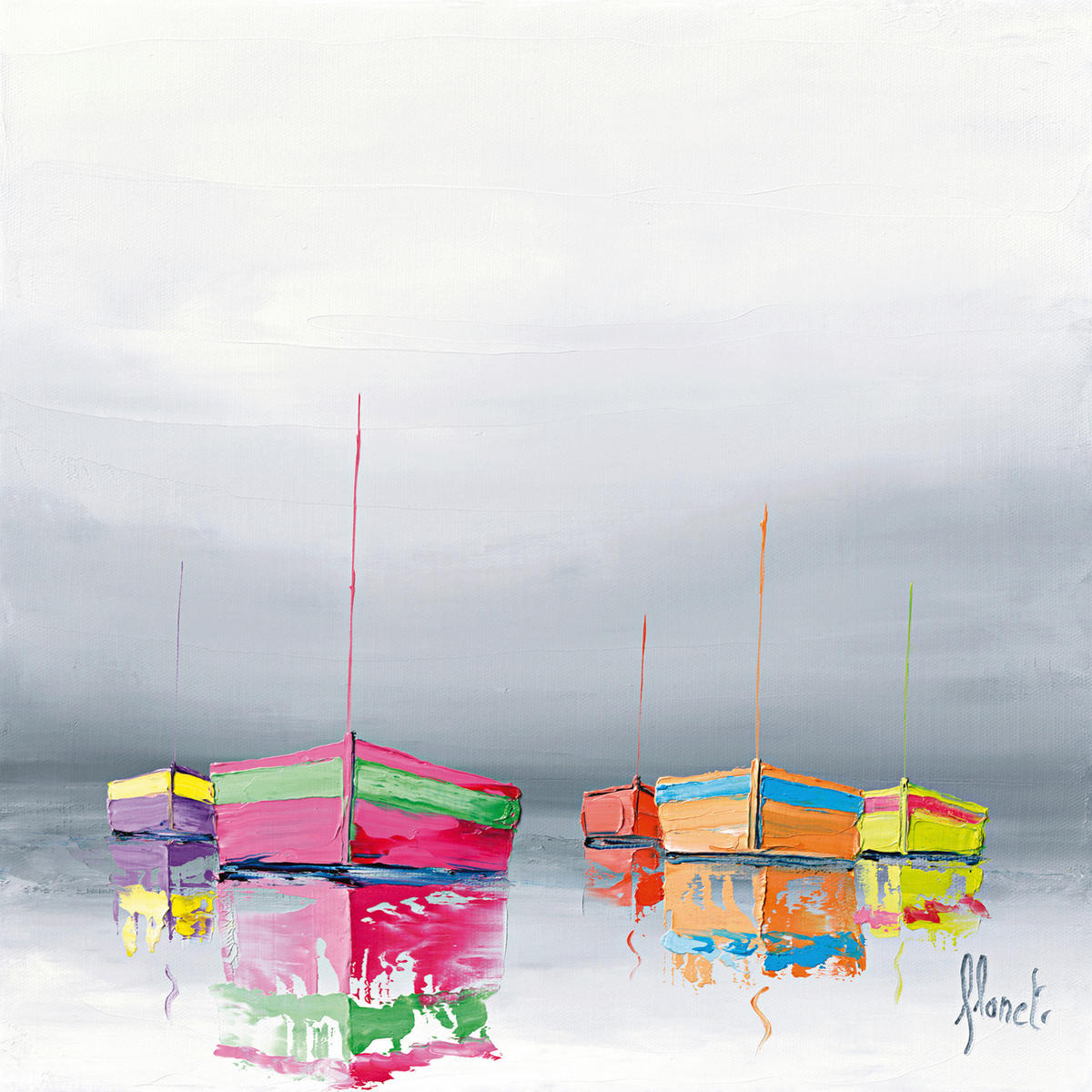 KUNSTDRUCK Strand & Meer 50/50 cm  - Pink/Dunkelgrau, Basics, Papier (50/50cm) - Monee