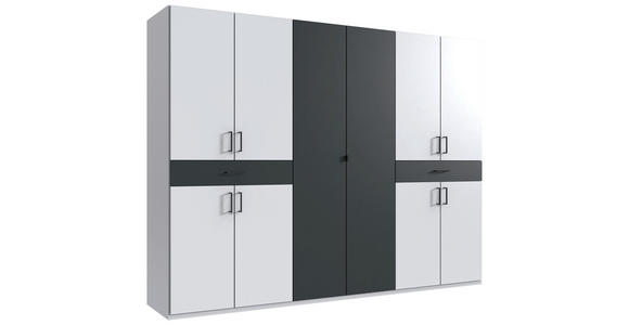 DREHTÜRENSCHRANK  in Graphitfarben, Weiß  - Schwarz/Graphitfarben, KONVENTIONELL, Holzwerkstoff/Kunststoff (270/208/58cm) - Carryhome