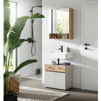 BADEZIMMER 2-teilig  in 60 cm  - Kaschmir/Eichefarben, Trend, Glas/Holzwerkstoff (60cm) - MID.YOU