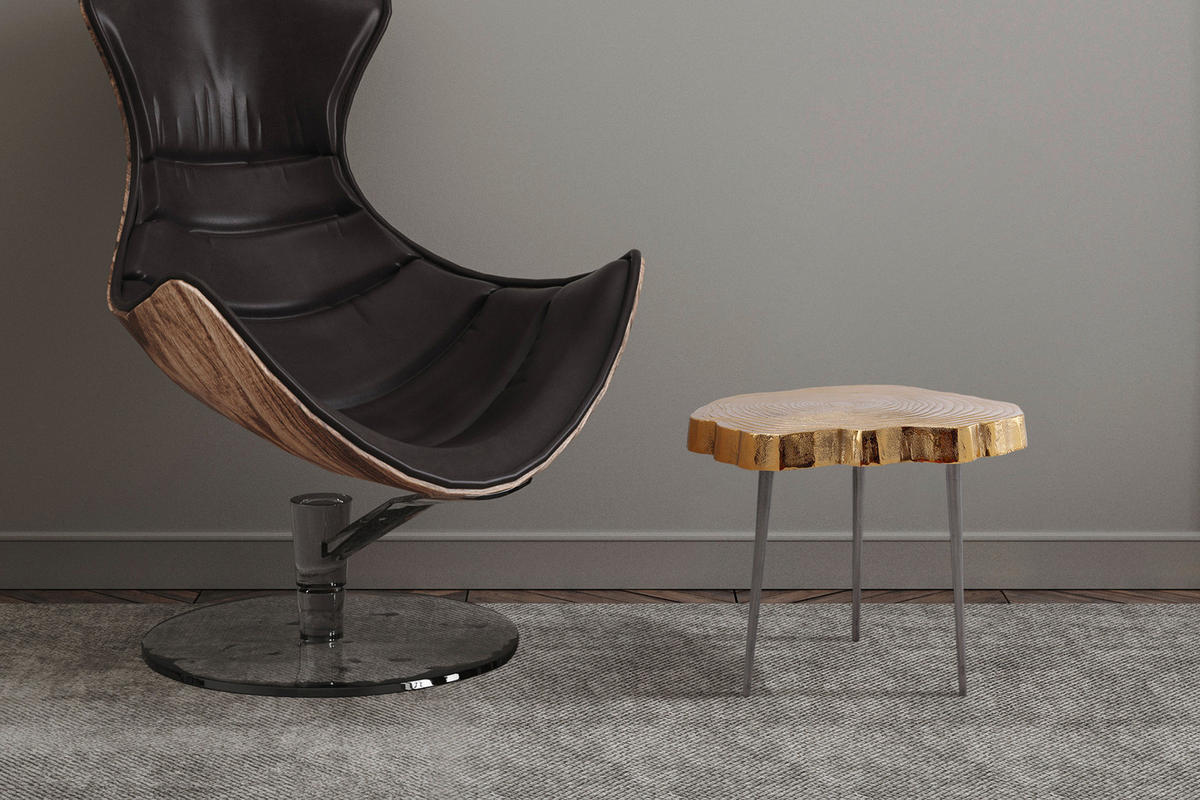 BEISTELLTISCH in Metall 41/46/44 cm  - Goldfarben/Schwarz, Design, Metall (41/46/44cm) - Kayoom