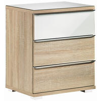 NACHTTISCH 51/62/40 cm  in Weiss, Sonoma Eiche  - Chromfarben/Weiss, Design, Glas/Holzwerkstoff (51/62/40cm) - Moderano