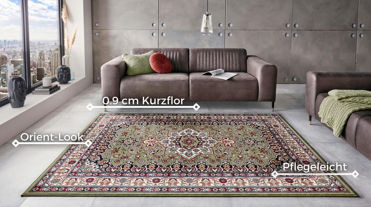 VINTAGE-TEPPICH 120/170 cm Mirkan Olivgrün, Multicolor  - Multicolor/Olivgrün, Basics, Kunststoff/Textil (120/170cm) - Hanse Home