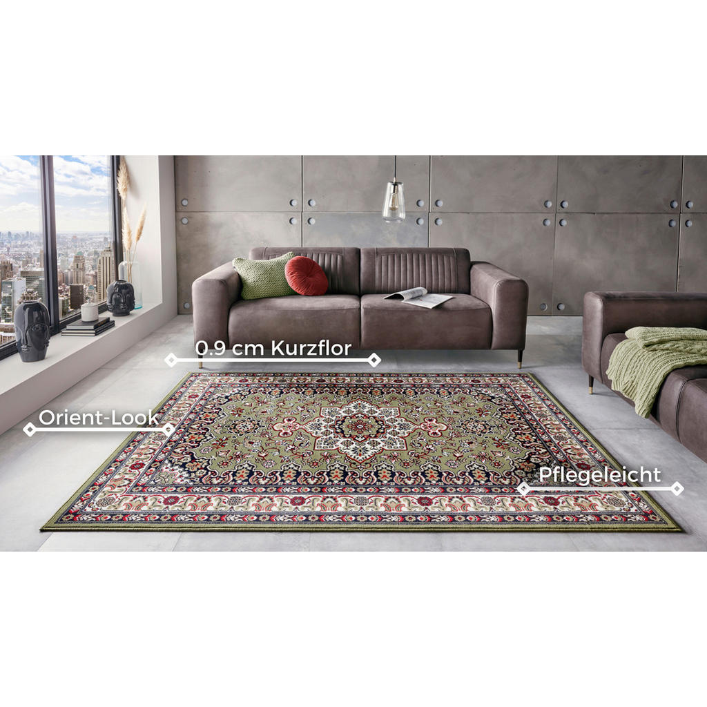 Thumbnail - Hanse Home Vintage-Teppich Mirkan, Olivgrün, Mehrfarbig, Kunststoff, orientalisch, rechteckig, 160x230 cm, Oeko-Tex® Sta...