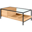 COUCHTISCH Eiche furniert, massiv ESG 110/60/40 cm rechteckig Klar, Naturfarben, Schwarz  - Klar/Eichefarben, Natur, Glas/Holz (110/60/40cm) - Novel