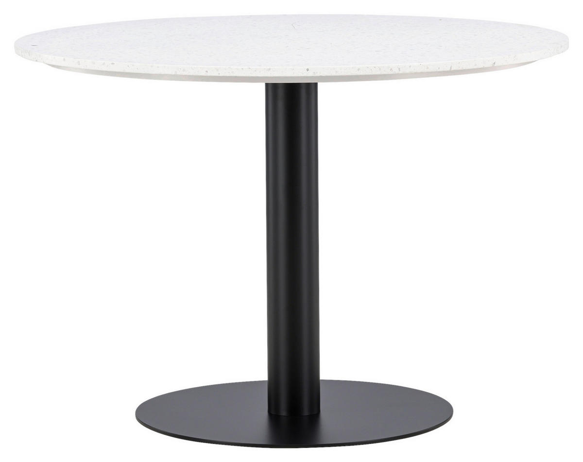 ESSTISCH in Metall, Stein 106/106/75 cm  - Schwarz/Weiß, Design, Stein/Metall (106/106/75cm) - Livetastic