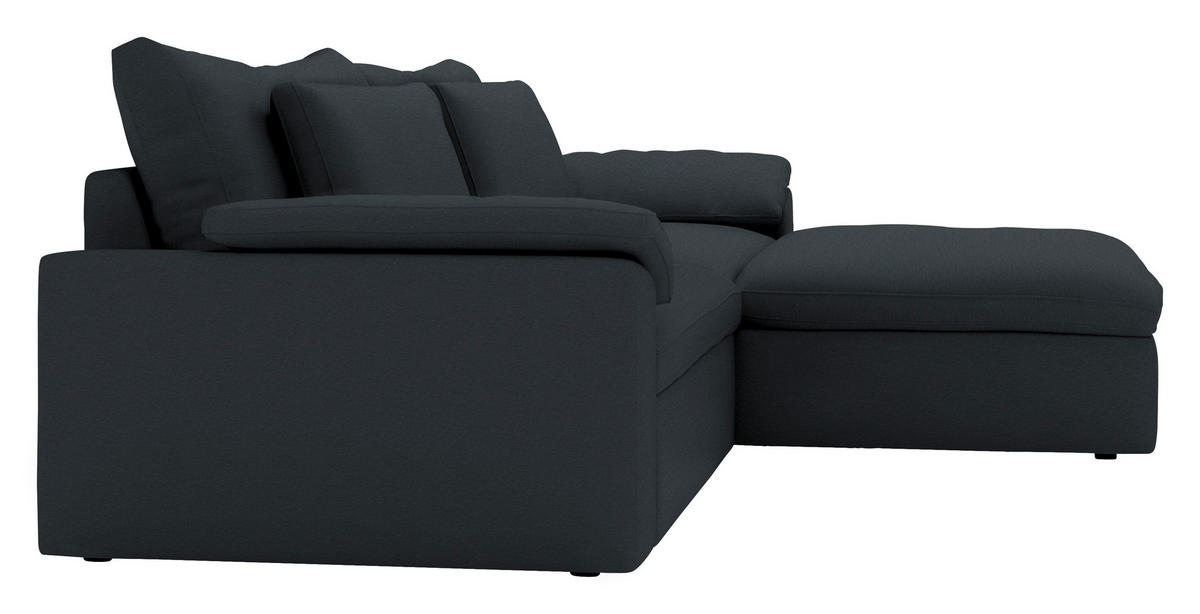 ECKSOFA 306/198 cm  in Chenille Dunkelgrau Rückenkissen, Nierenkissen, Armlehnenkissen, Rücken echt  306/198 cm  - Dunkelgrau/Schwarz, MODERN, Kunststoff/Textil (306/198cm) - Carryhome