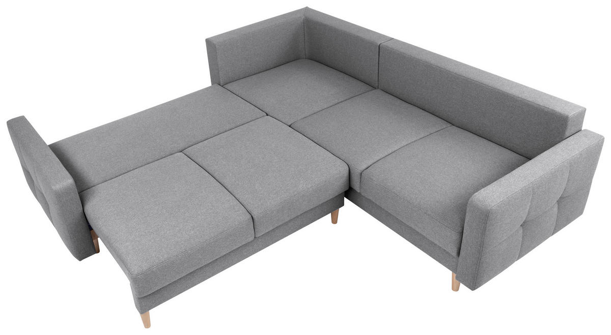 ECKSOFA in Flachgewebe Dunkelgrau  - Dunkelgrau/Eiche Wotan, Konventionell, Holz/Textil (242/242cm) - MID.YOU