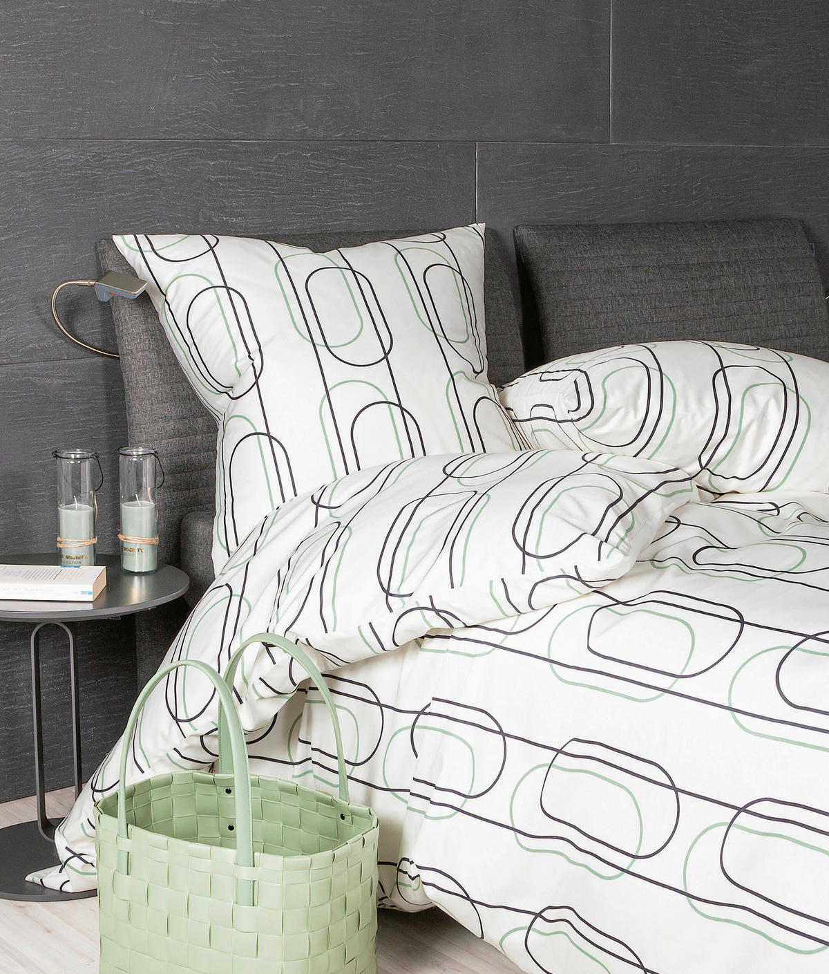 POSTELJINA 140/220 cm  J.D.  - bijela/siva, Konvencionalno, tekstil (140/220cm) - Janine