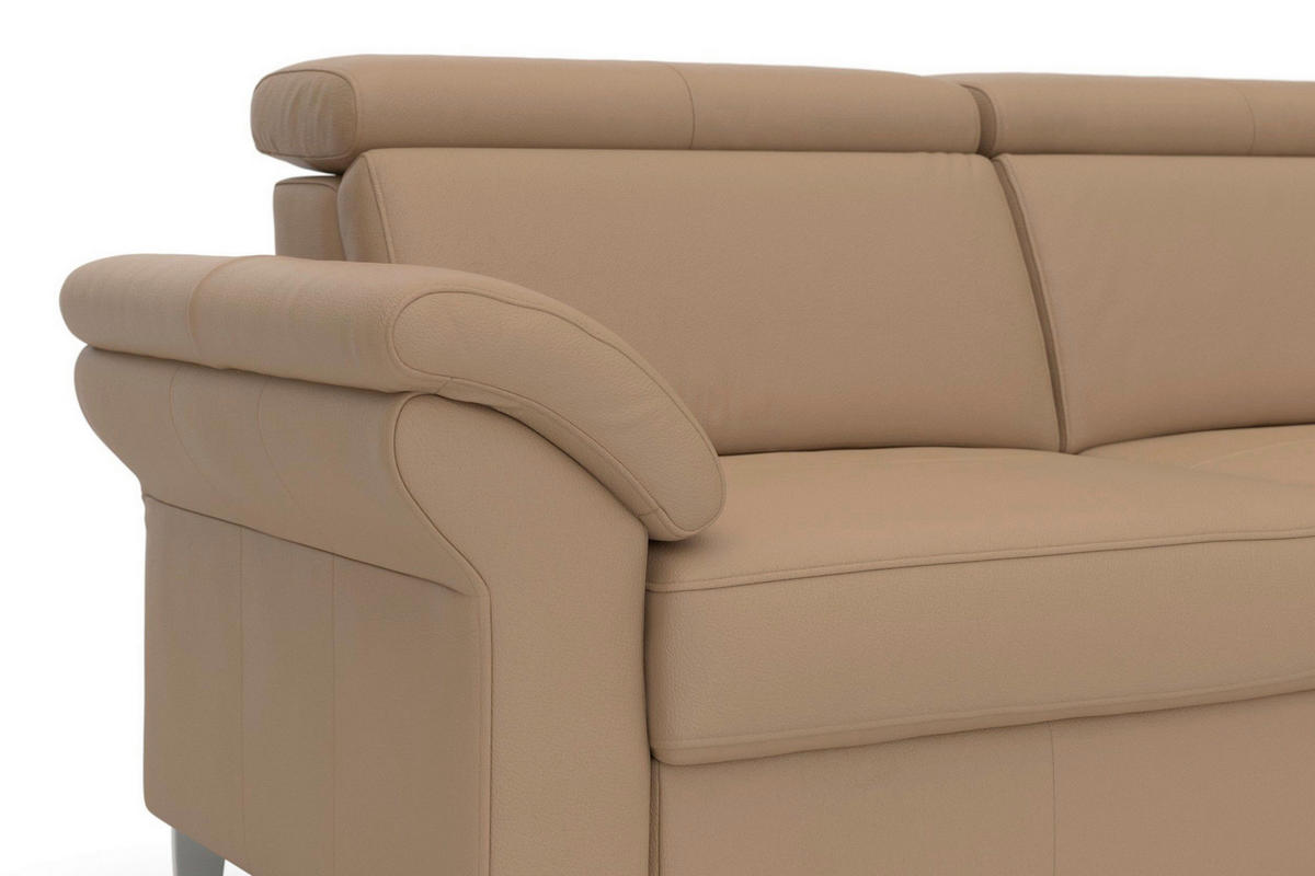 3-SITZER-SOFA ARNGAST E Echtleder Cappuccino  - Chromfarben/Cappuccino, Basics, Leder/Metall (186/84/93cm) - Sit & More