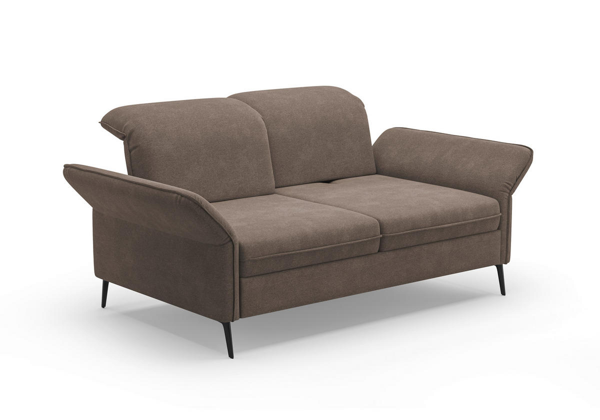 2,5-SITZER in Flachgewebe Schlammfarben  - Schlammfarben/Schwarz, KONVENTIONELL, Textil/Metall (189/92/123cm) - Sit & More