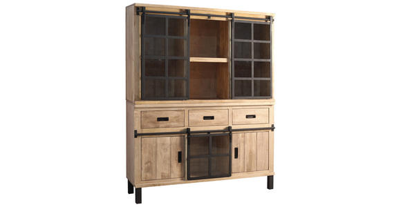 BUFFET 145/180/42 cm  in  - Graubraun/Schwarz, LIFESTYLE, Glas/Holz (145/180/42cm) - Landscape