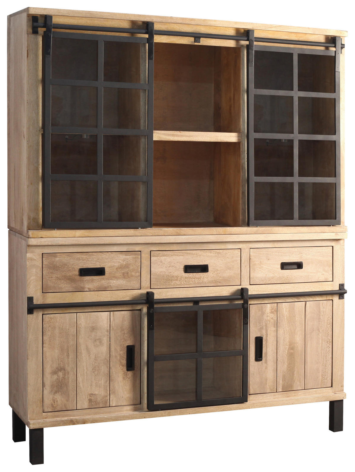 BUFFET 145/180/42 cm  in  - Graubraun/Schwarz, LIFESTYLE, Glas/Holz (145/180/42cm) - Landscape