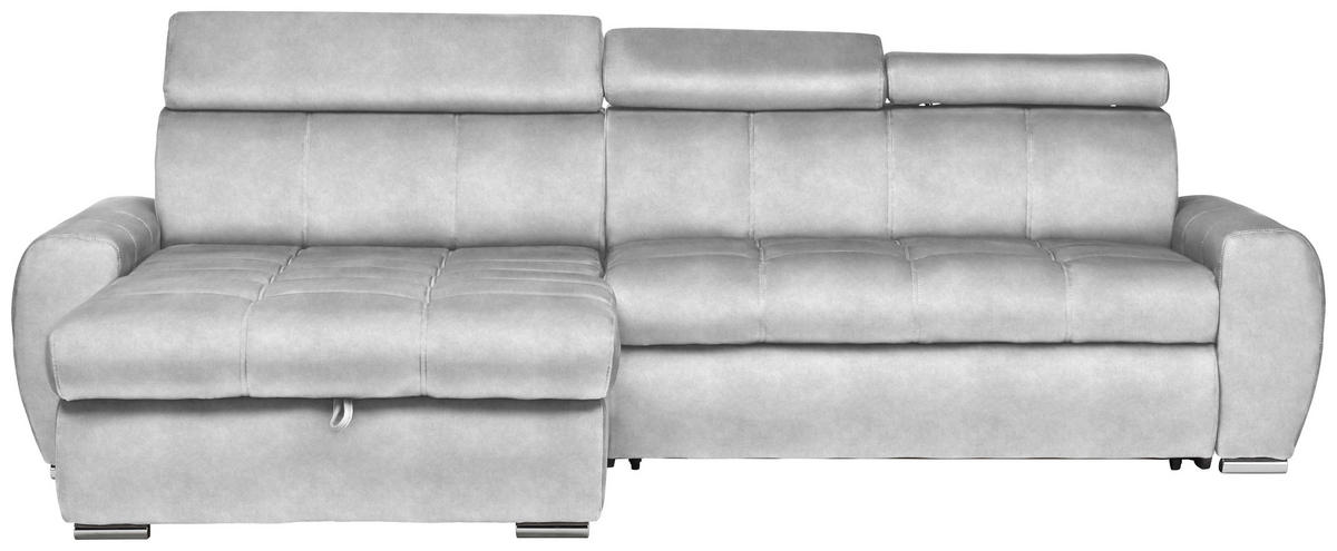 ECKSOFA in Velours Hellgrau  - Chromfarben/Hellgrau, Design, Kunststoff/Textil (173/276cm) - Stylife