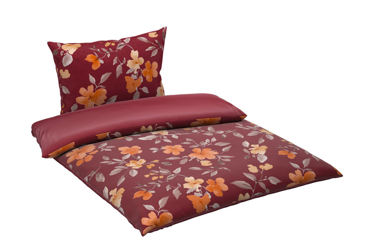 WENDEBETTWÄSCHE Mavie Satin 140/200 cm  - Rot, KONVENTIONELL, Textil (140/200cm) - Novel